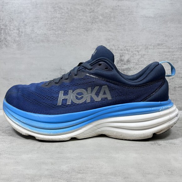 Hoka One One Bondi 8 Running Shoes - Men's Size 9.5 2E Wide - Blue - Picture 1 of 11